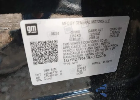 2025 Cadillac Xt4 Awd Sport from USA, damaged, VIN 1GYFZFR43SF111905